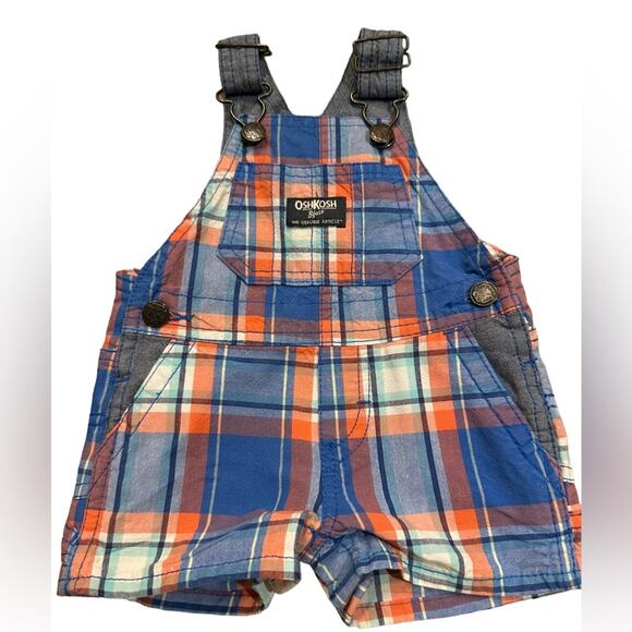 OshKosh B'Gosh Infant Size 3 Months Plaid Overalls - Picture 1 of 5